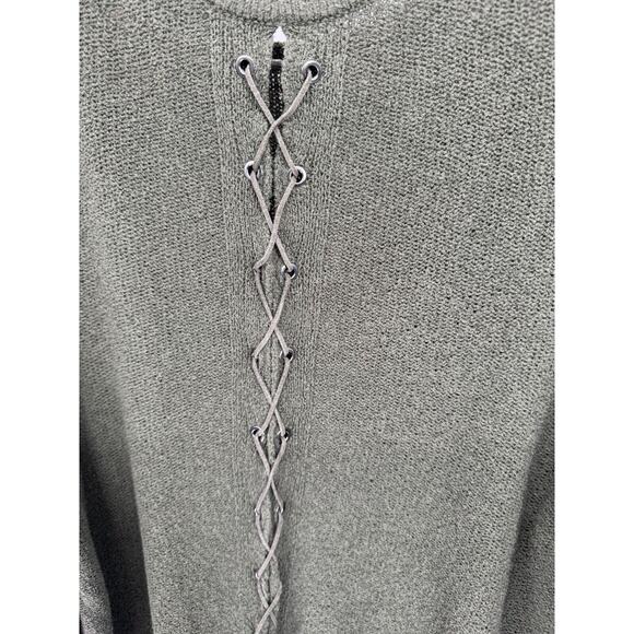 Torrid Womens Lace-Up Sweater Cold Shoulder Long Sleeve Size 4 Green NWOT - Picture 4 of 5